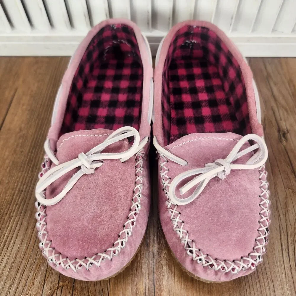 Old Friend Buckeye Pink Moccasin Slippers Child Sz 3 Fleece Lined Moc Toe 568100